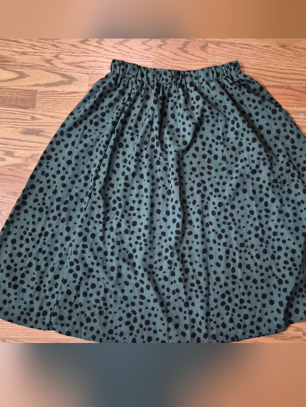 Green Polka Dot A-Line Skirt